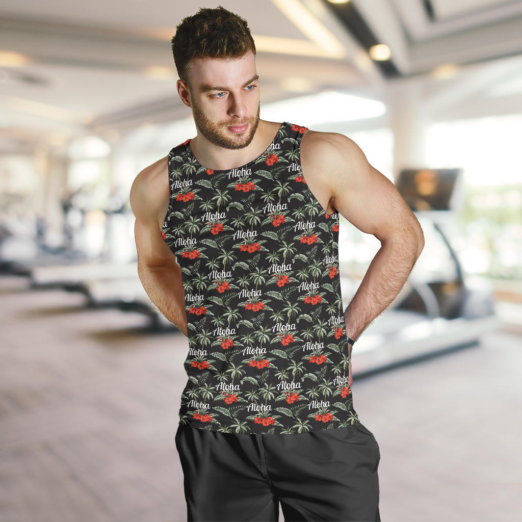 Aloha Palm Tree Design Themed Print Men Tank Top