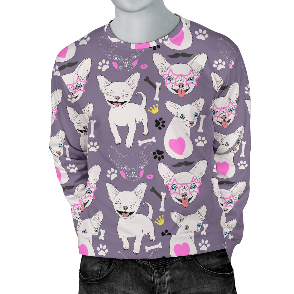 Chihuahua Happy Pattern Men Long Sleeve Sweatshirt