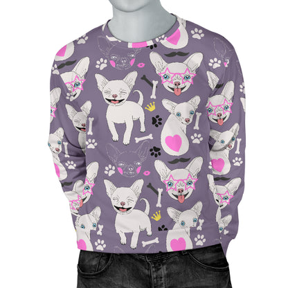 Chihuahua Happy Pattern Men Long Sleeve Sweatshirt
