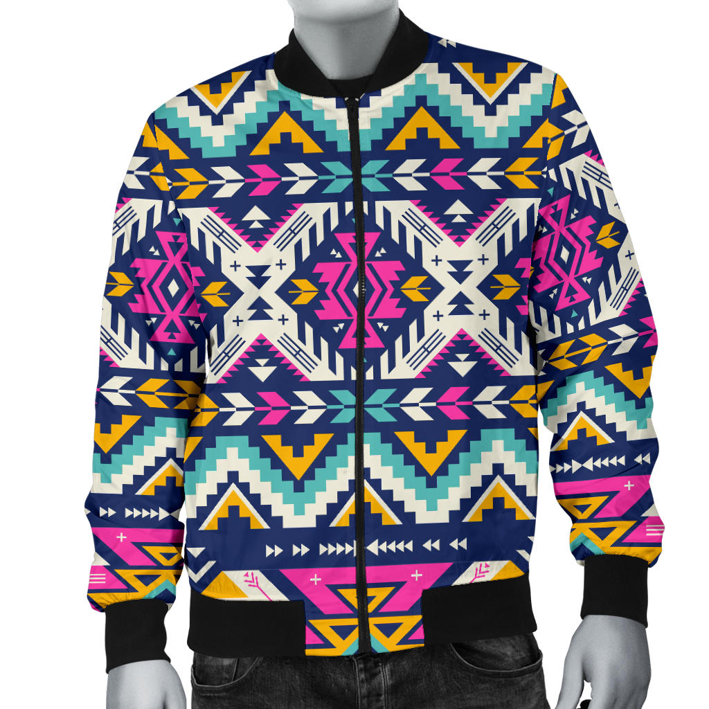 Aztec Pink Geometric Print Pattern Men Bomber Jacket