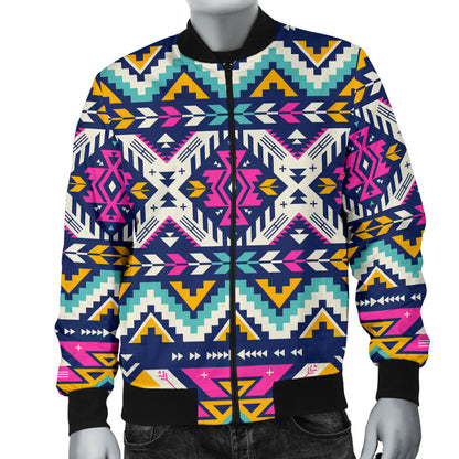 Aztec Pink Geometric Print Pattern Men Bomber Jacket
