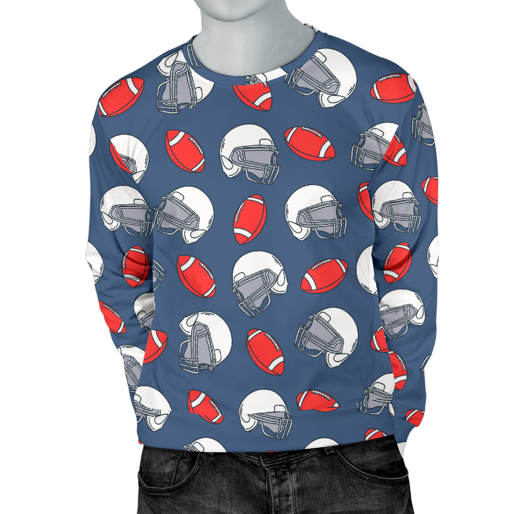 American Football Helmet Design Pattern Men Long Sleeve Sweatshirt