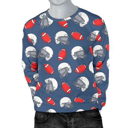 American Football Helmet Design Pattern Men Long Sleeve Sweatshirt