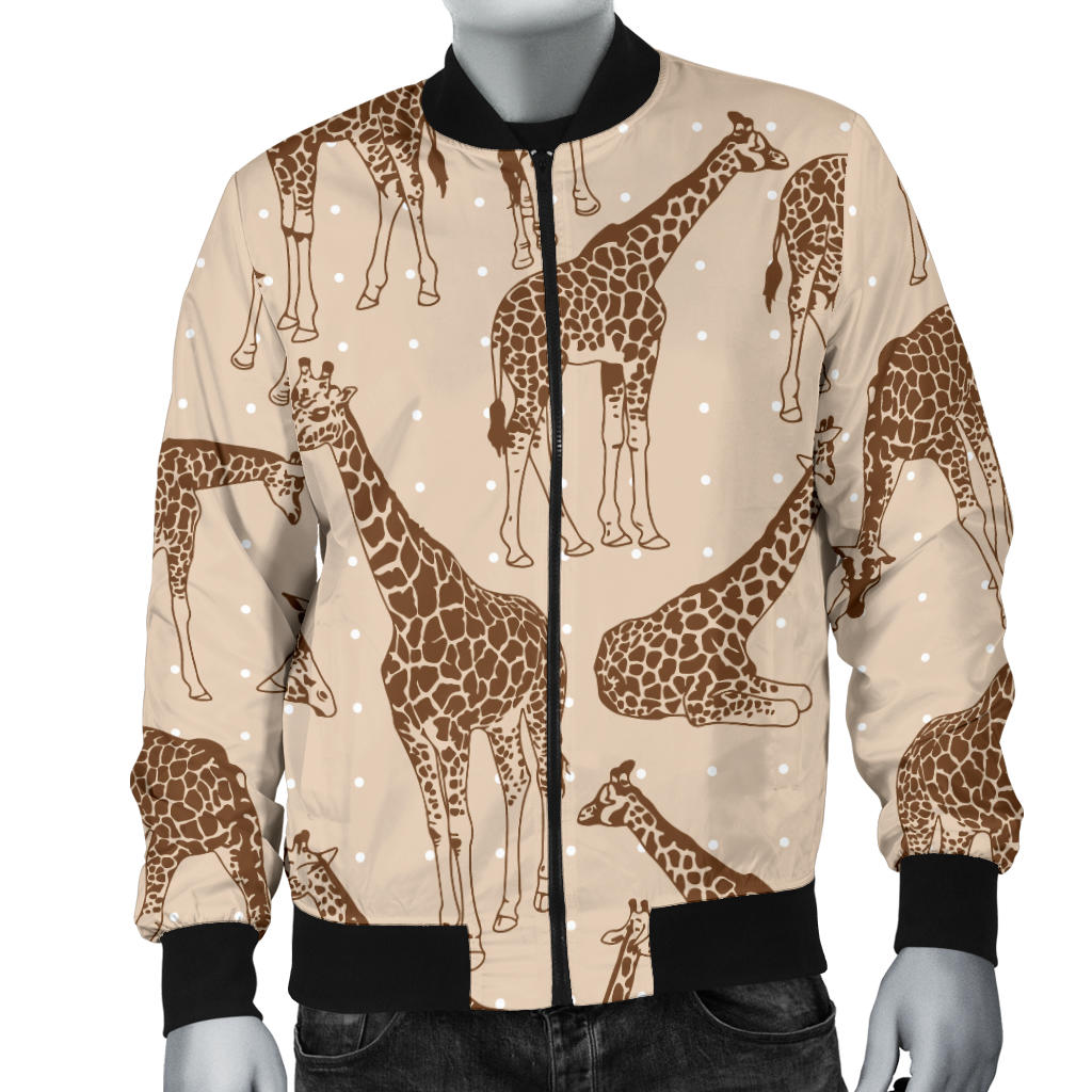 Giraffe Pattern Design Print Men Bomber Jacket