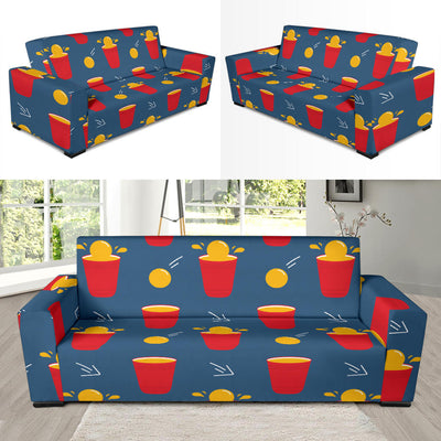 Beer Pong Pattern Print Design 02 Sofa Slipcover