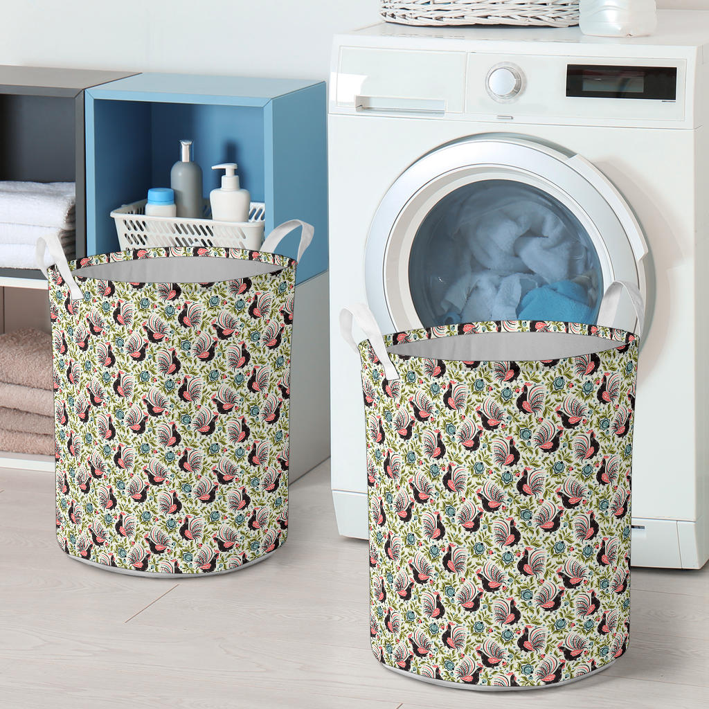 Rooster Print Design Laundry Basket