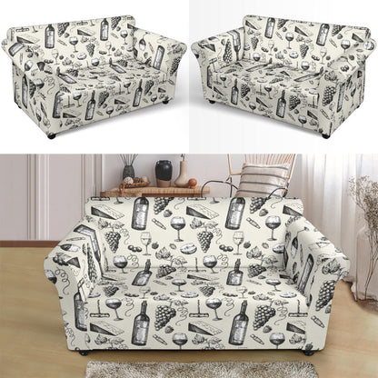 Wine Themed Print Design LKS306 Loveseat Couch Slipcover