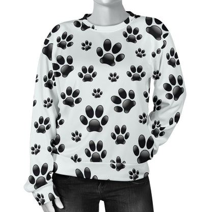 Paw Themed Print Women Long Sleeve Sweatshirt