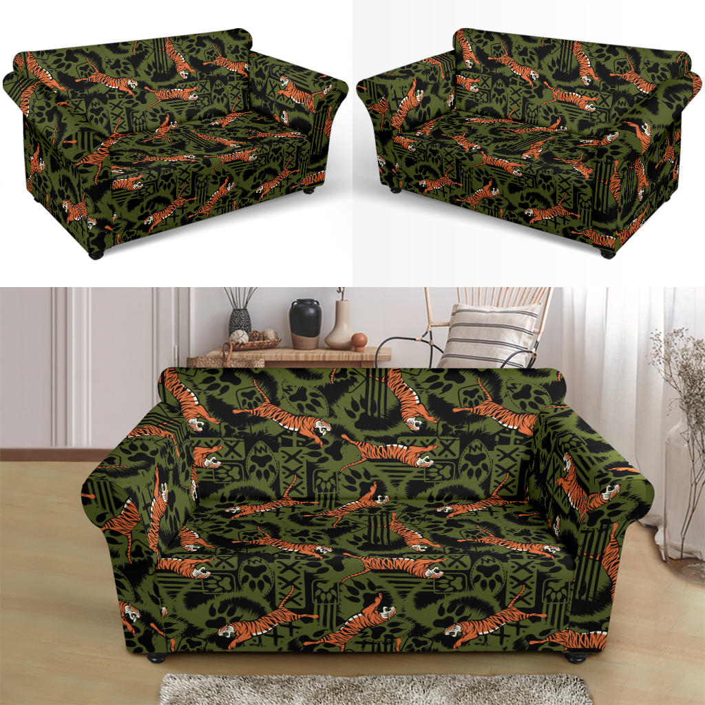 Tiger Pattern Print Design LKS303 Loveseat Couch Slipcover