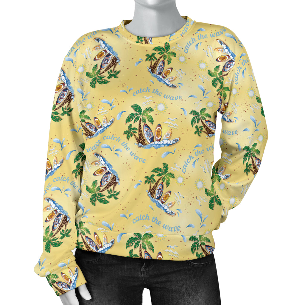 Surf Catch the Wave Design Women Long Sleeve Sweatshirt
