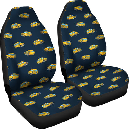 School Bus Print Design LKS304 Car Seat Covers