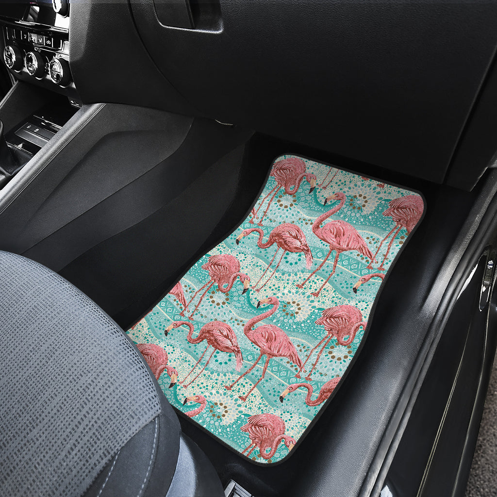 Flamingo Background Themed Print Car Floor Mats Front Back