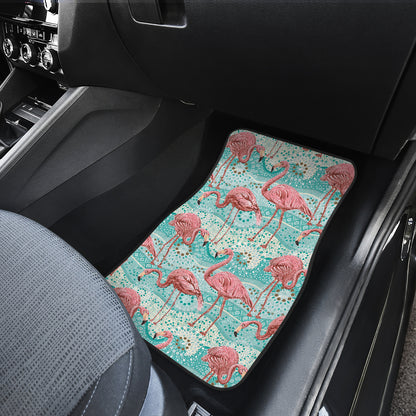 Flamingo Background Themed Print Car Floor Mats Front Back