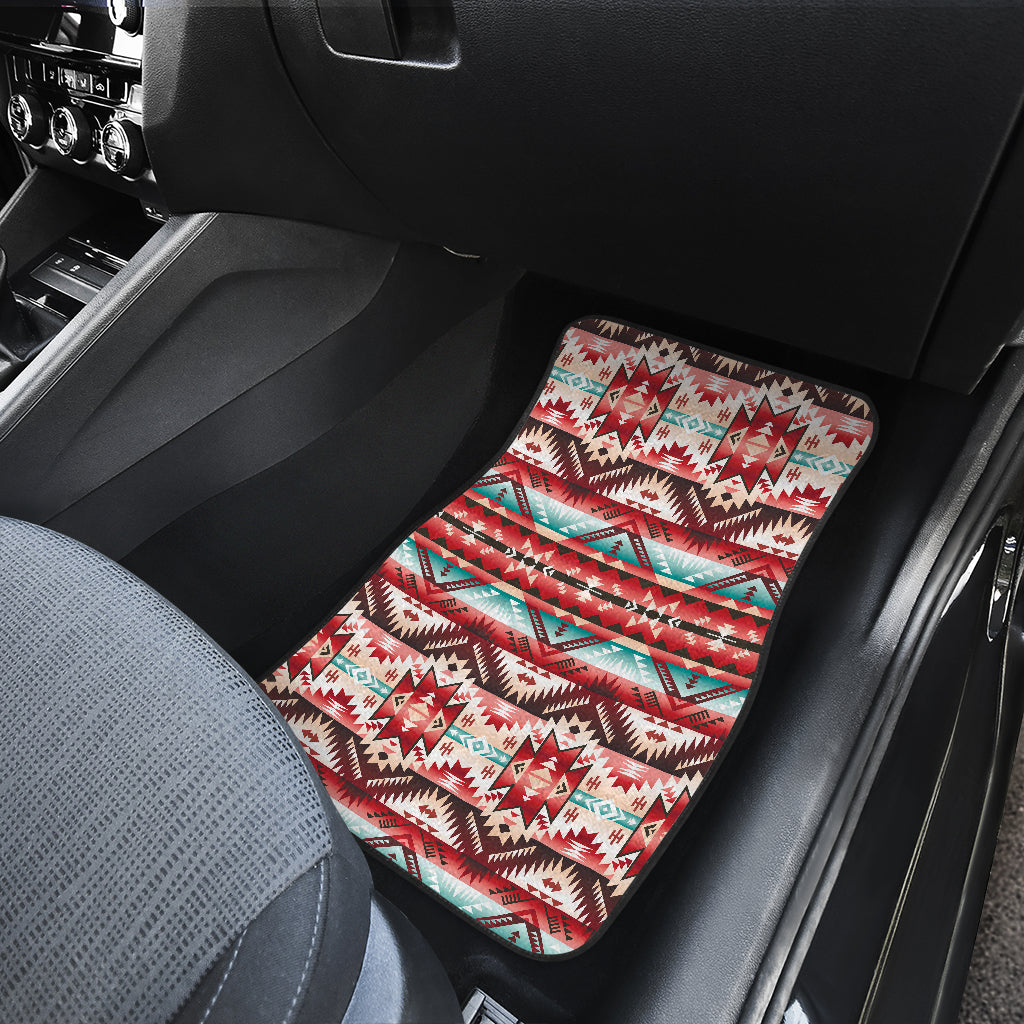 Aztec Western Style Print Pattern Car Floor Mats Front Back