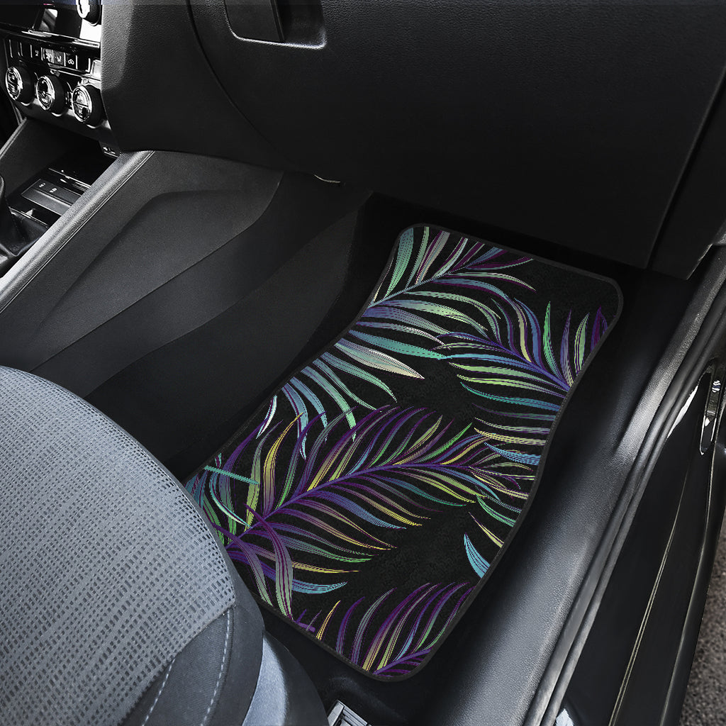 Tropical Palm Leaves Pattern Brightness Car Floor Mats Front Back