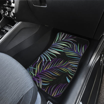 Tropical Palm Leaves Pattern Brightness Car Floor Mats Front Back