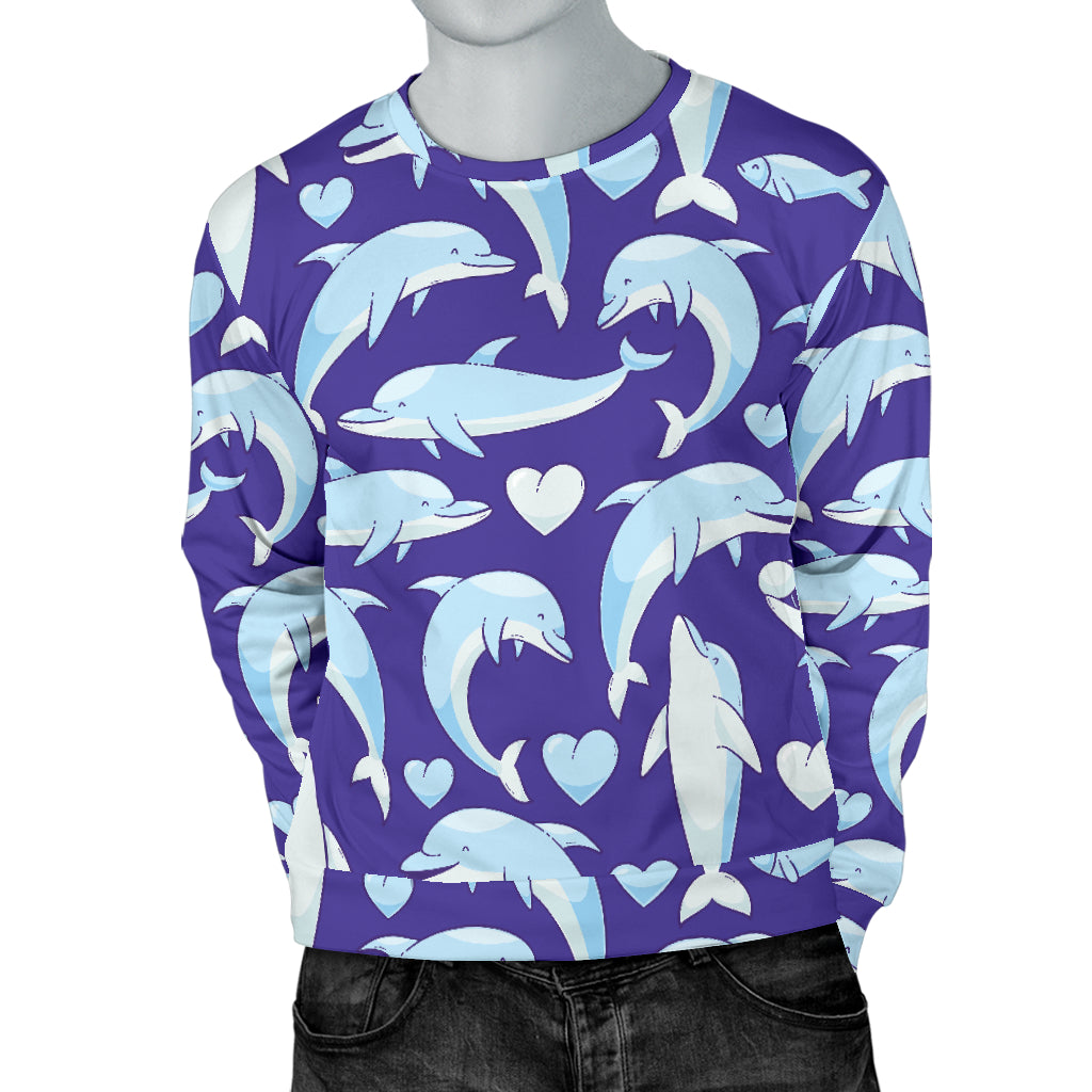 Dolphin Smile Print Pattern Men Long Sleeve Sweatshirt