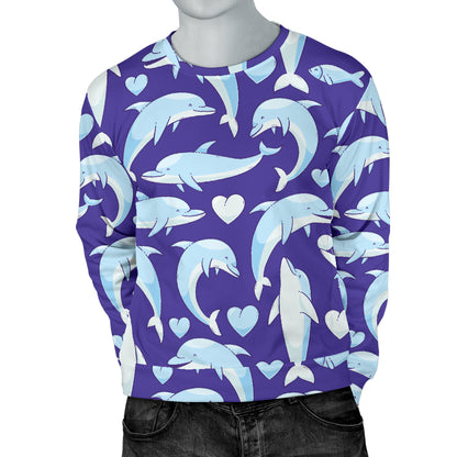 Dolphin Smile Print Pattern Men Long Sleeve Sweatshirt