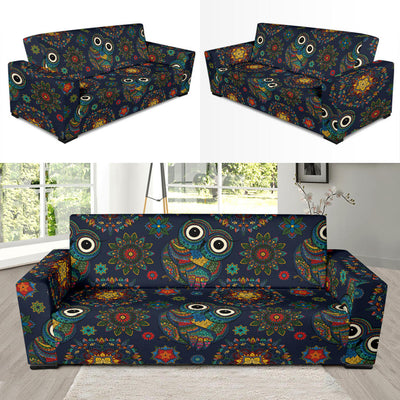 Owl Boho Style Pattern Print Design A04 Sofa Slipcover