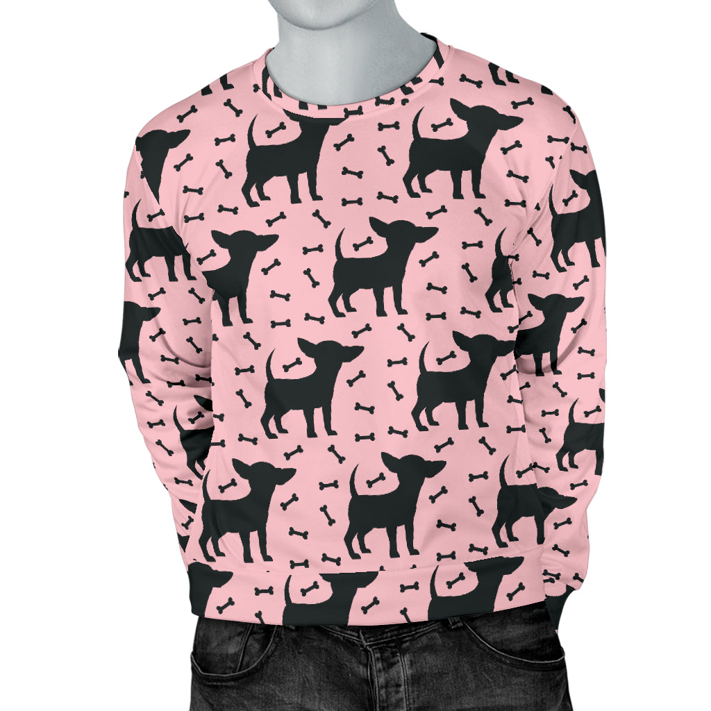 Chihuahua Pink Print Pattern Men Long Sleeve Sweatshirt