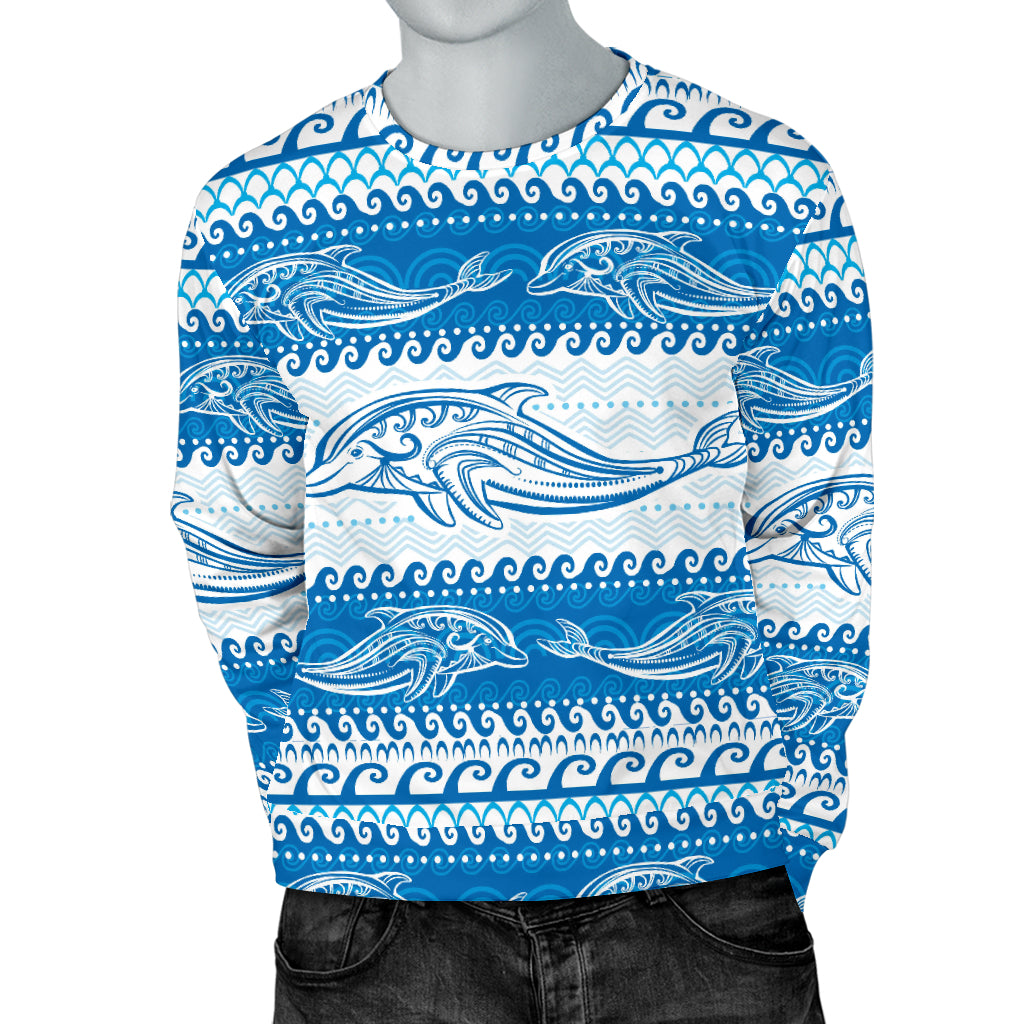 Dolphin Tribal Print Pattern Men Long Sleeve Sweatshirt