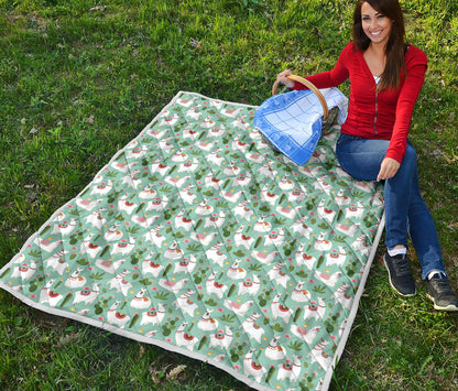 Llama with Cactus Themed Print Quilt Bedspread