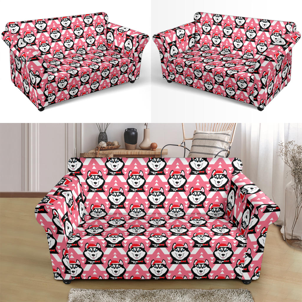 Siberian Huskies Christmas Themed Print Design LKS302 Loveseat Couch Slipcover