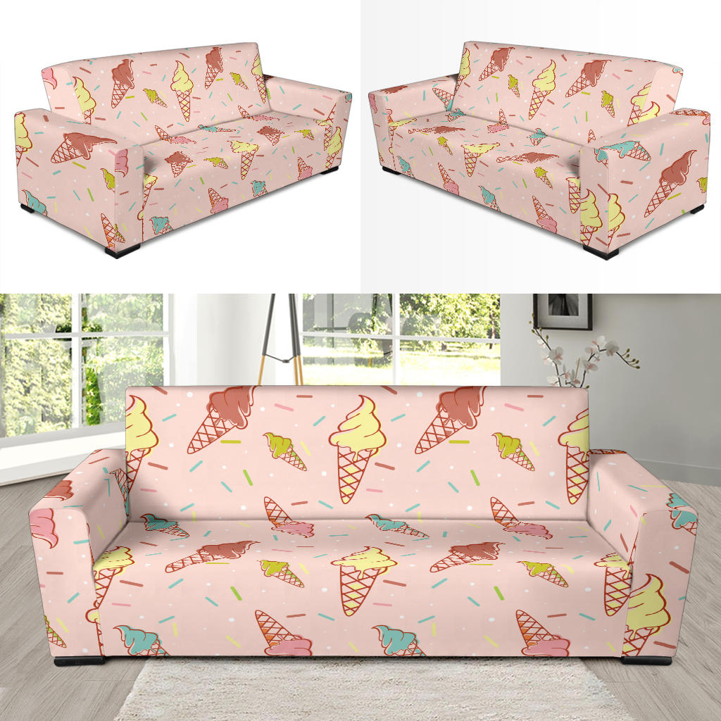 Ice Cream Pattern Print Design 02 Sofa Slipcover