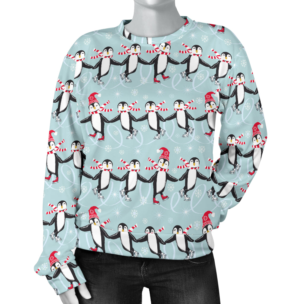 Penguin Sking Design Women Long Sleeve Sweatshirt