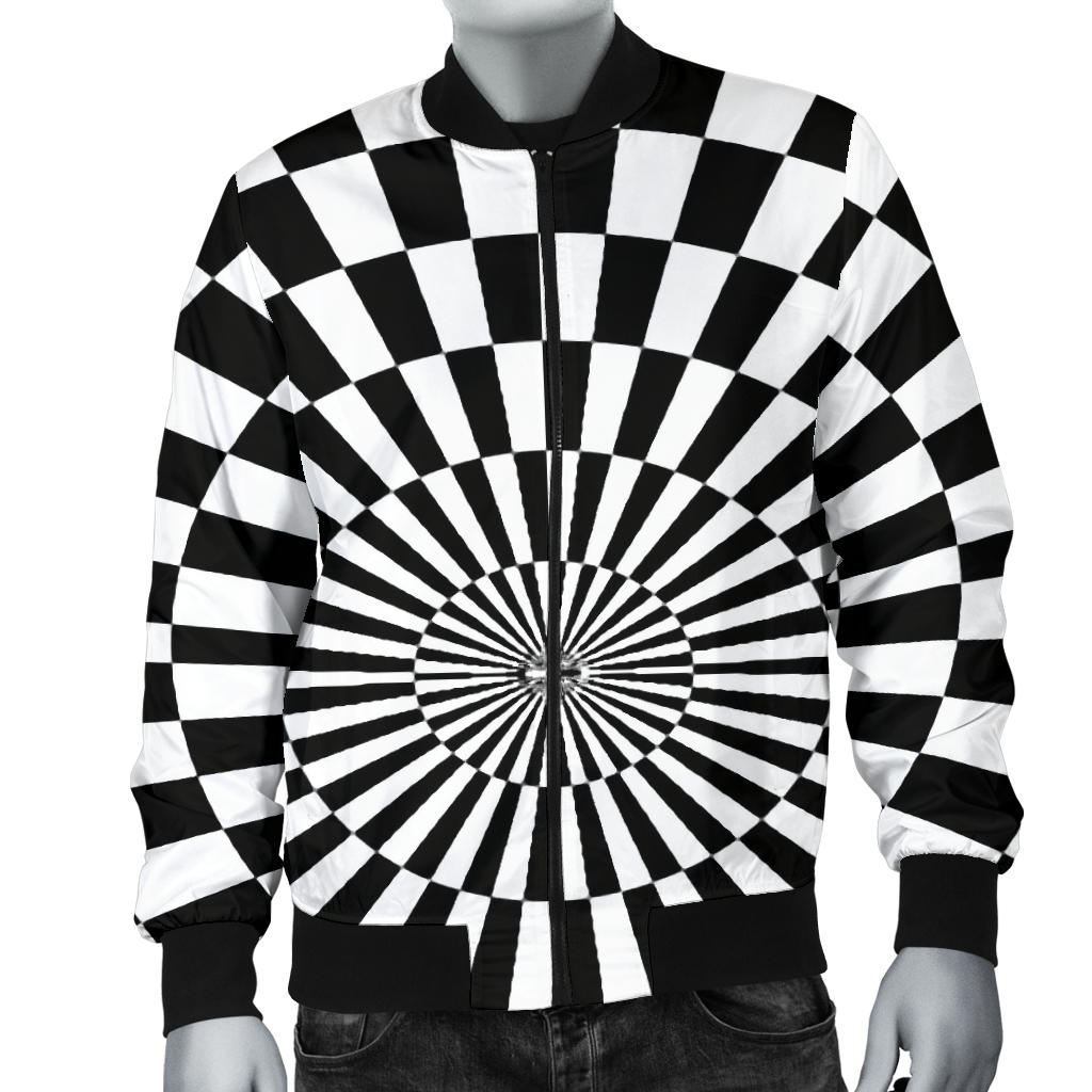Checkered Flag Optical illusion Men Bomber Jacket