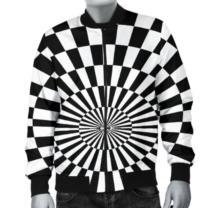 Checkered Flag Optical illusion Men Bomber Jacket