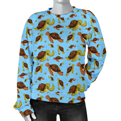 Hello Sea Turtle Print Pattern Women Long Sleeve Sweatshirt