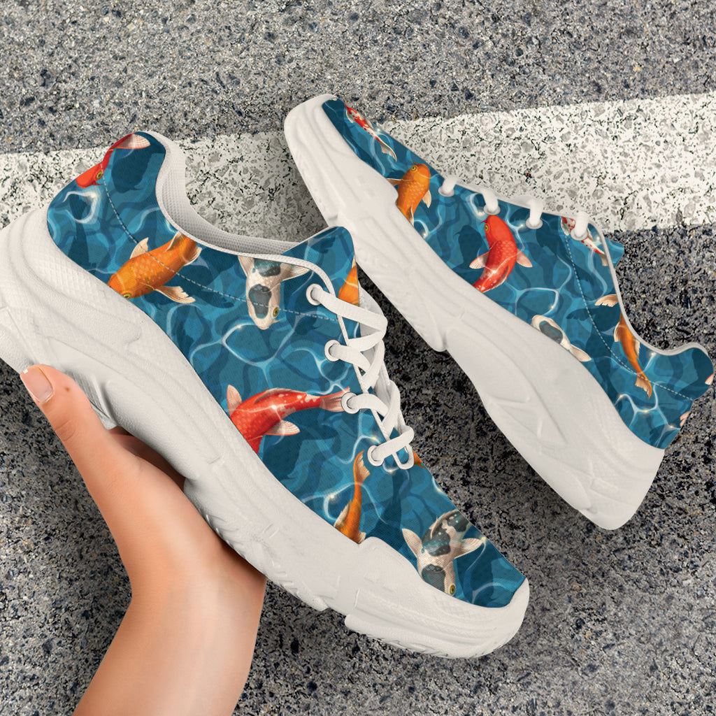 Koi Carp Water Design Themed Print Chunky Sneakers