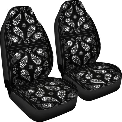 Bandana Paisley Black Print Design LKS308 Car Seat Covers