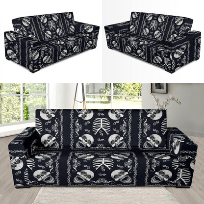 Bandana Skull Black White Print Design LKS306 Sofa Slipcover