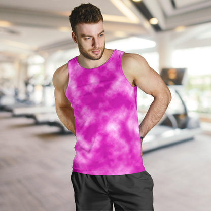 Tie Dye Pink Design Print Men Tank Top