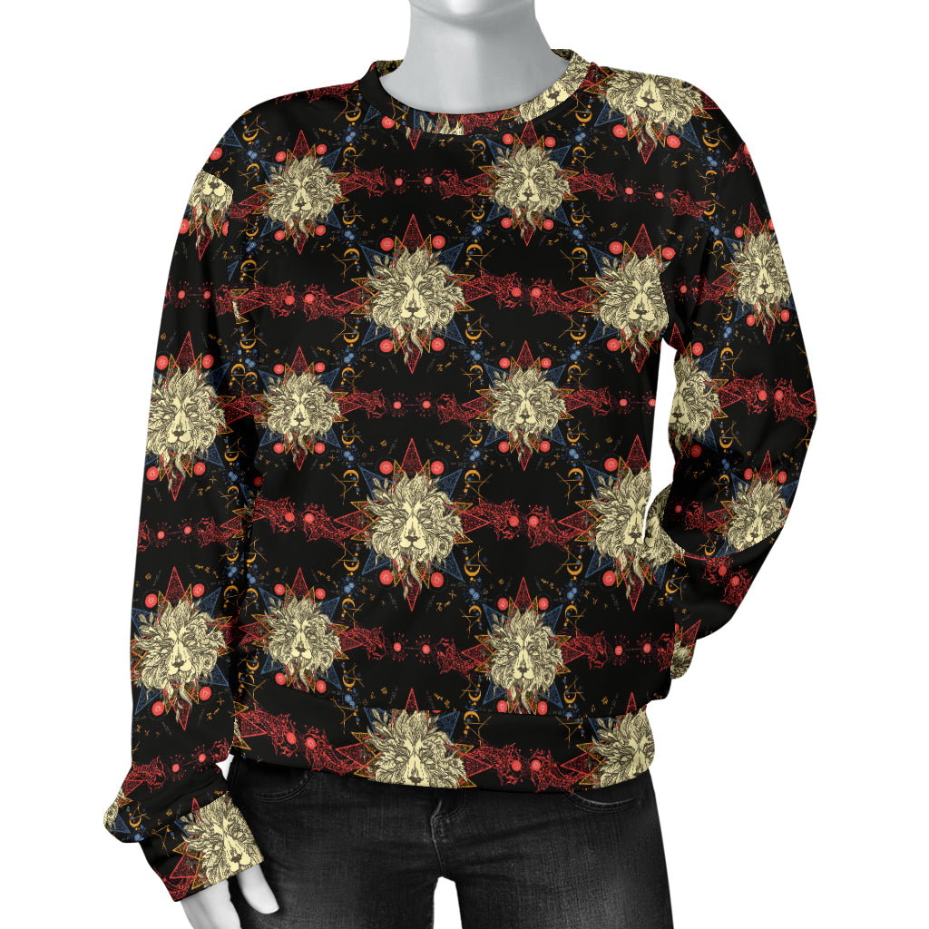 Zodiac Leo Pattern Design Print Women Long Sleeve Sweatshirt