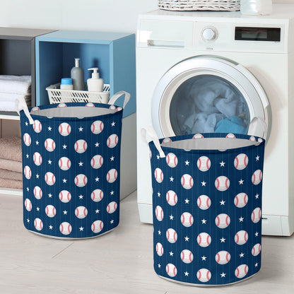 Baseball Star Print Pattern Laundry Basket