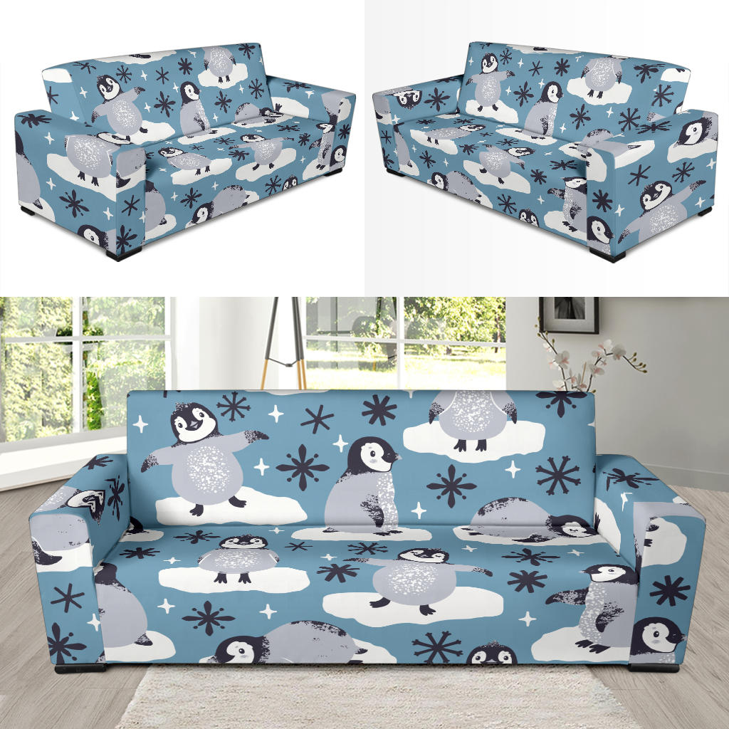 Penguin Pattern Print Design A05 Sofa Slipcover