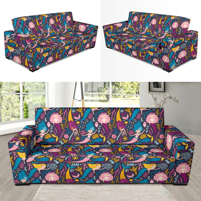 Mermaid Pattern Print Design 08 Sofa Slipcover