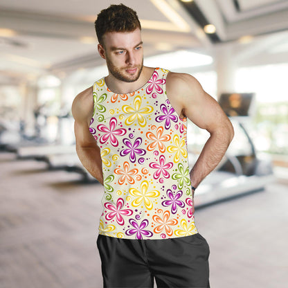 Flower Power Colorful Design Print Men Tank Top