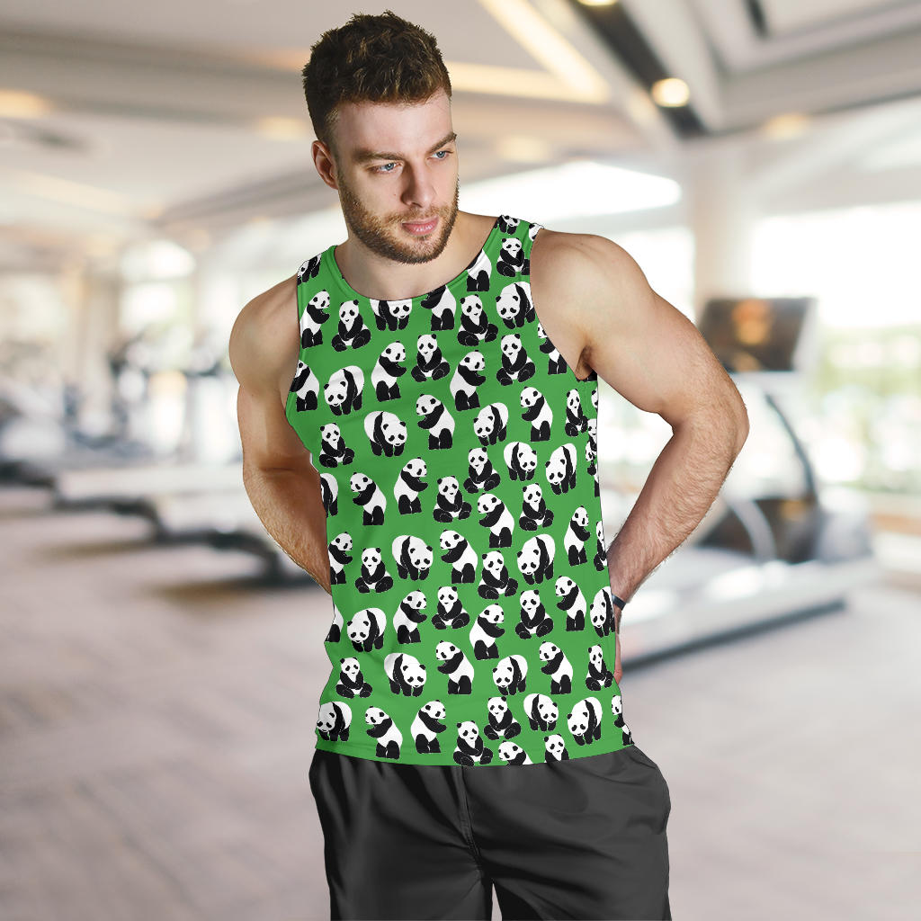 Panda Bear Pattern Themed Print Men Tank Top