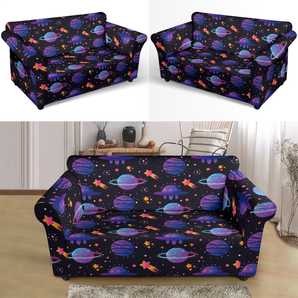 UFO Star Galaxy Print Design LKS308 Loveseat Couch Slipcover