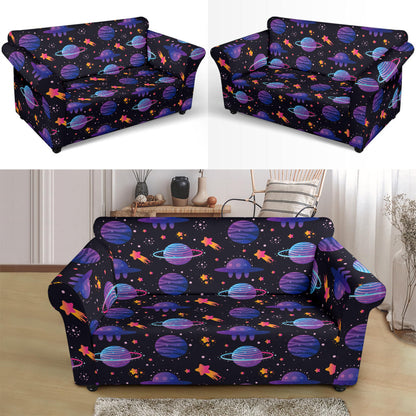 UFO Star Galaxy Print Design LKS308 Loveseat Couch Slipcover