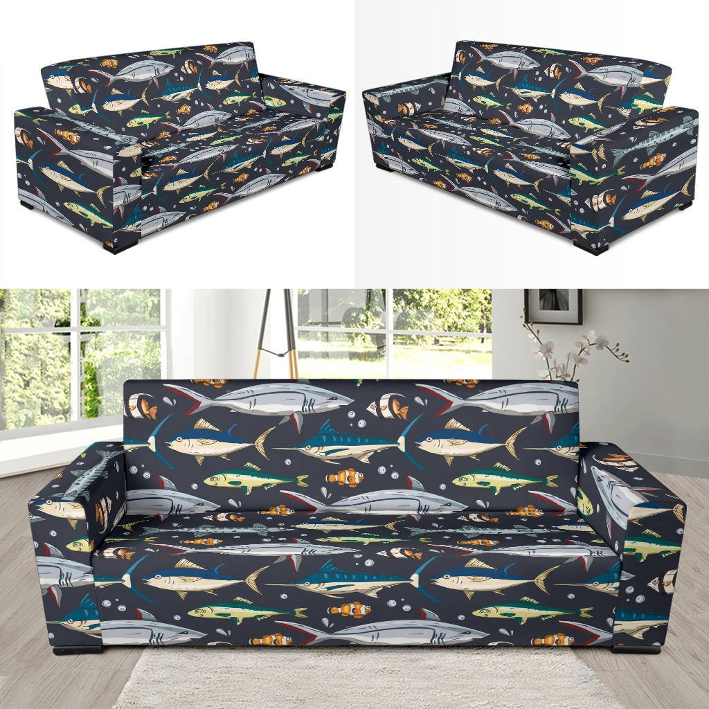 Swordfish Pattern Print Design 04 Sofa Slipcover