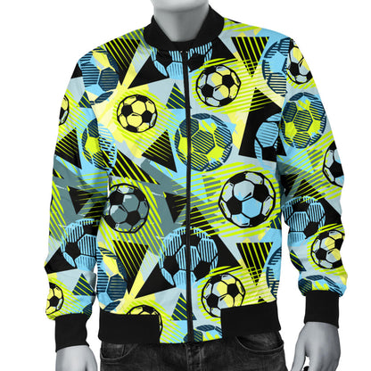 Soccer Ball Themed Print Design Men Bomber Jacket