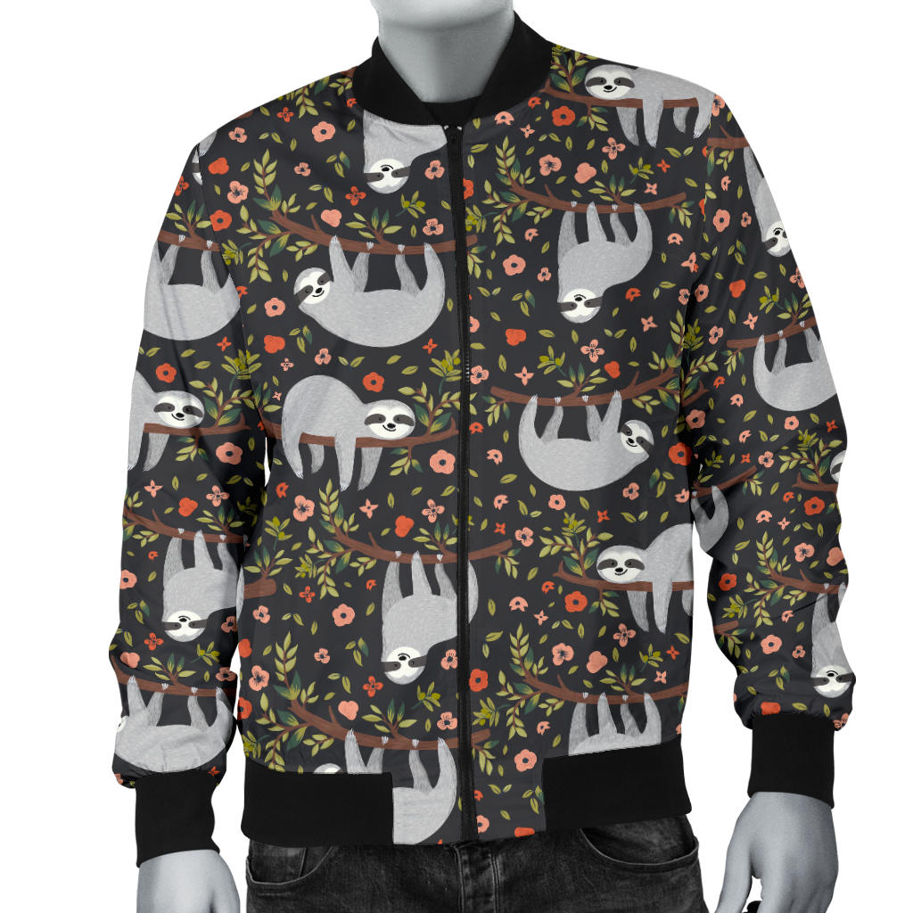 Sloth Cute Design Themed Print Men Bomber Jacket