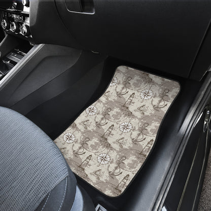 Nautical Map Design Themed Print Car Floor Mats Front Back