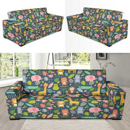 Safari Animal Cartoon Print Design LKS305 Sofa Slipcover