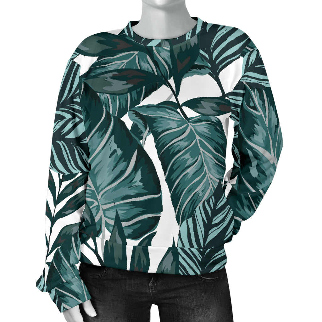 Tropical Palm Leaves Pattern Women Long Sleeve Sweatshirt